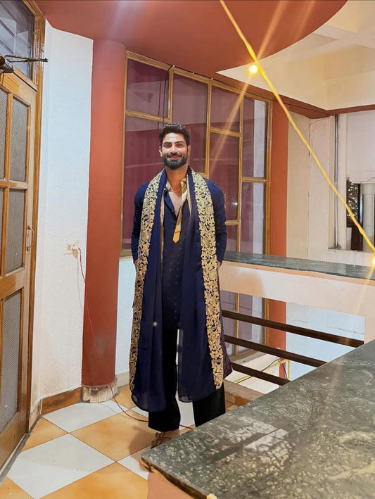 Gold Embroidered kurta set and Dupatt