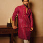 Hot Pink Embroidered Kurta Pyjama with Stole