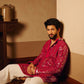 Hot Pink Embroidered Kurta Pyjama with Stole