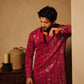 Hot Pink Embroidered Kurta Pyjama with Stole