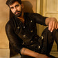 Black Raw Silk Kurta with Golden Motif Work
