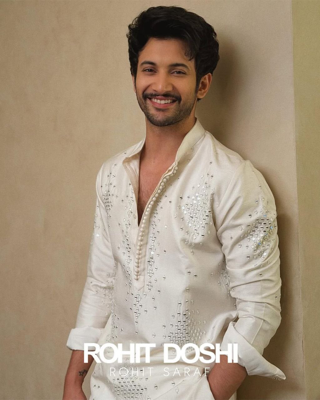 White Mirror-Embellished Designer Kurta