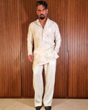 Albescent White Embroidered Kurta Pyjama Set.