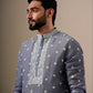 Grey Embroidered Men's Kurta Pyjama Set