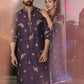 Regal Violet Heavy Embroidered Kurta Pajama.