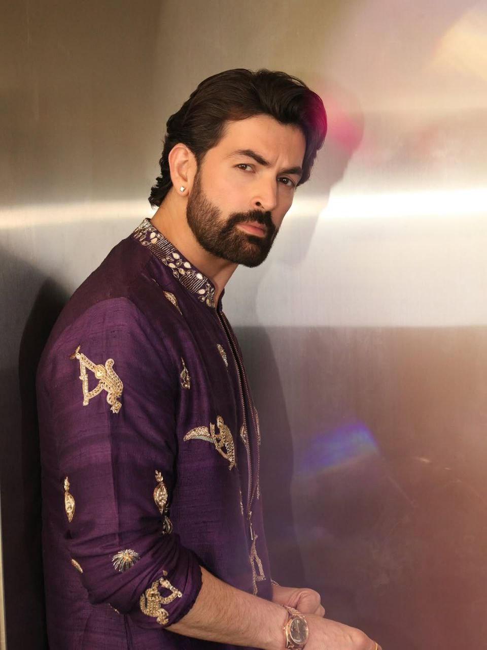 Regal Violet Heavy Embroidered Kurta Pajama.