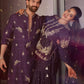 Regal Violet Heavy Embroidered Kurta Pajama.