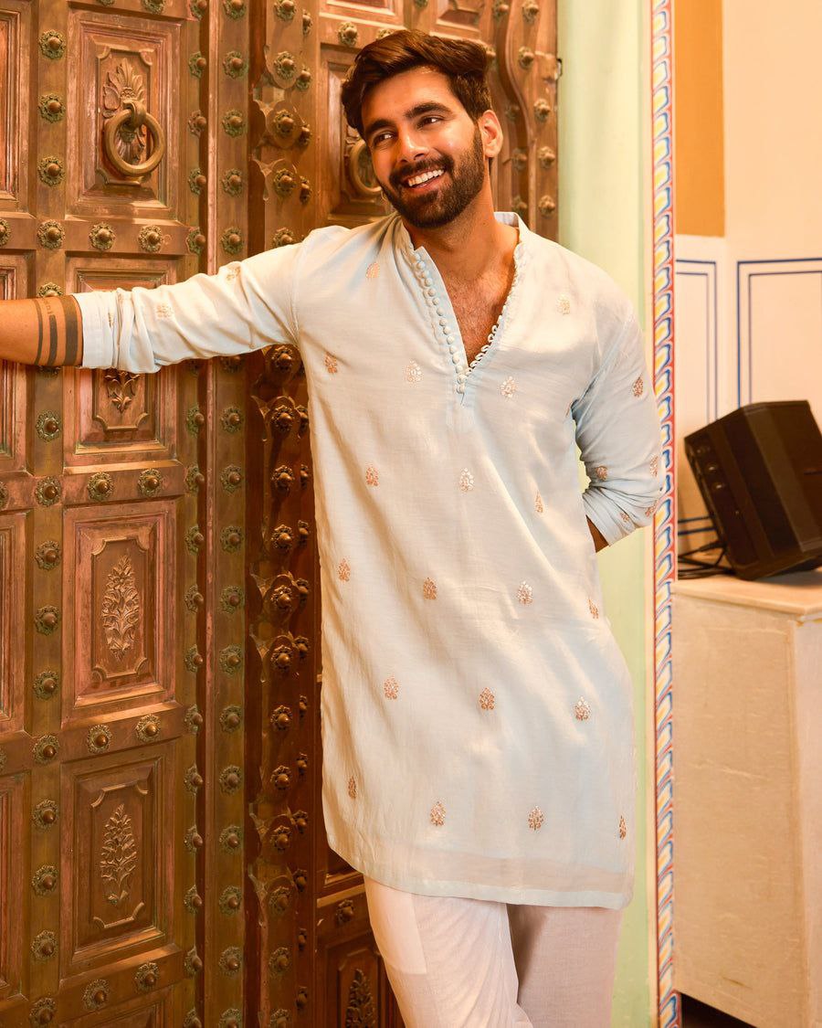 Ice blue kurta and pyjama