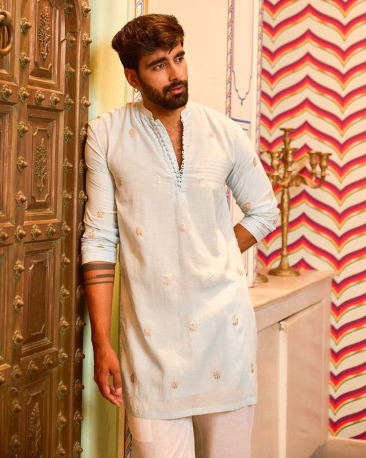Ice blue kurta and pyjama