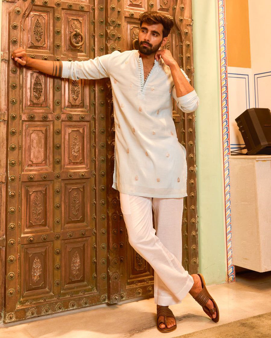 Ice blue kurta and pyjama