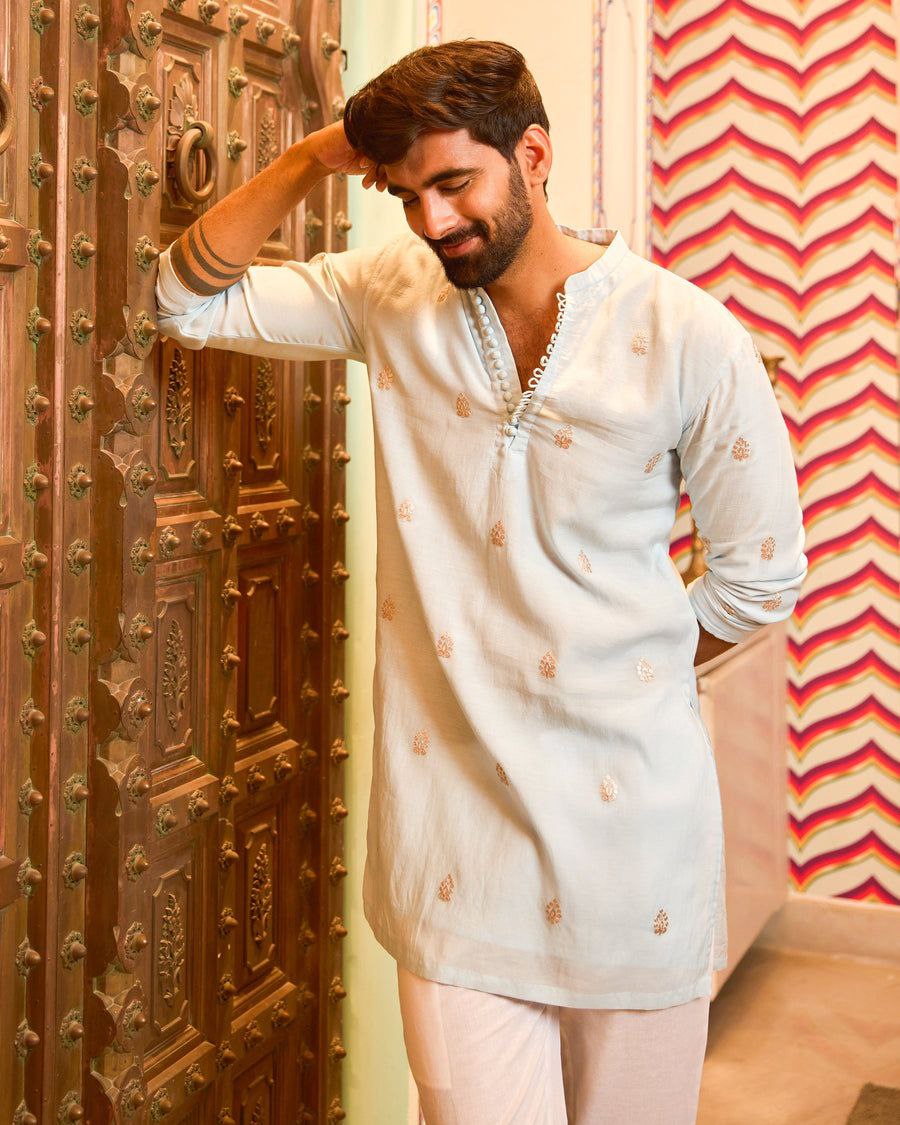 Ice blue kurta and pyjama