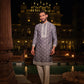 Grey Embroidered Men's Kurta Pyjama Set