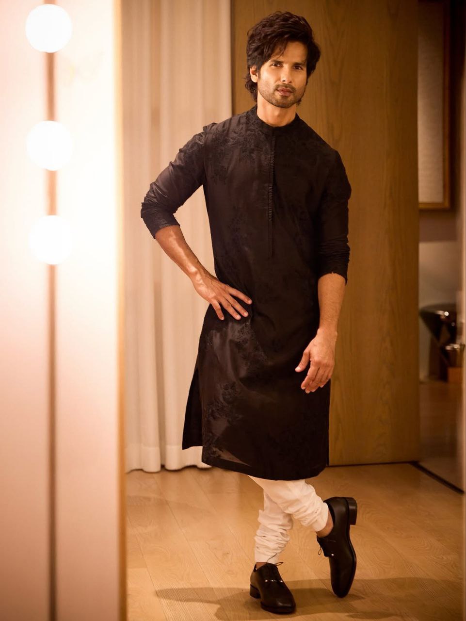 Black Slim-Fit Kurta Pajama Set