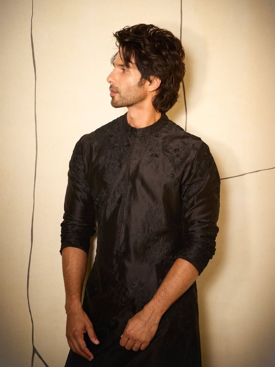 Black Slim-Fit Kurta Pajama Set