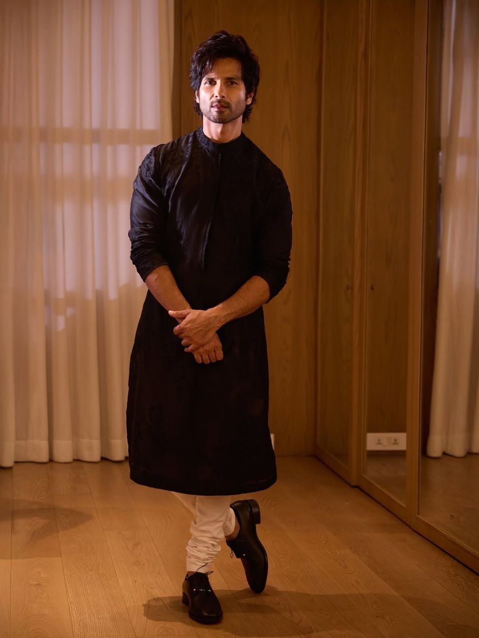 Black Slim-Fit Kurta Pajama Set