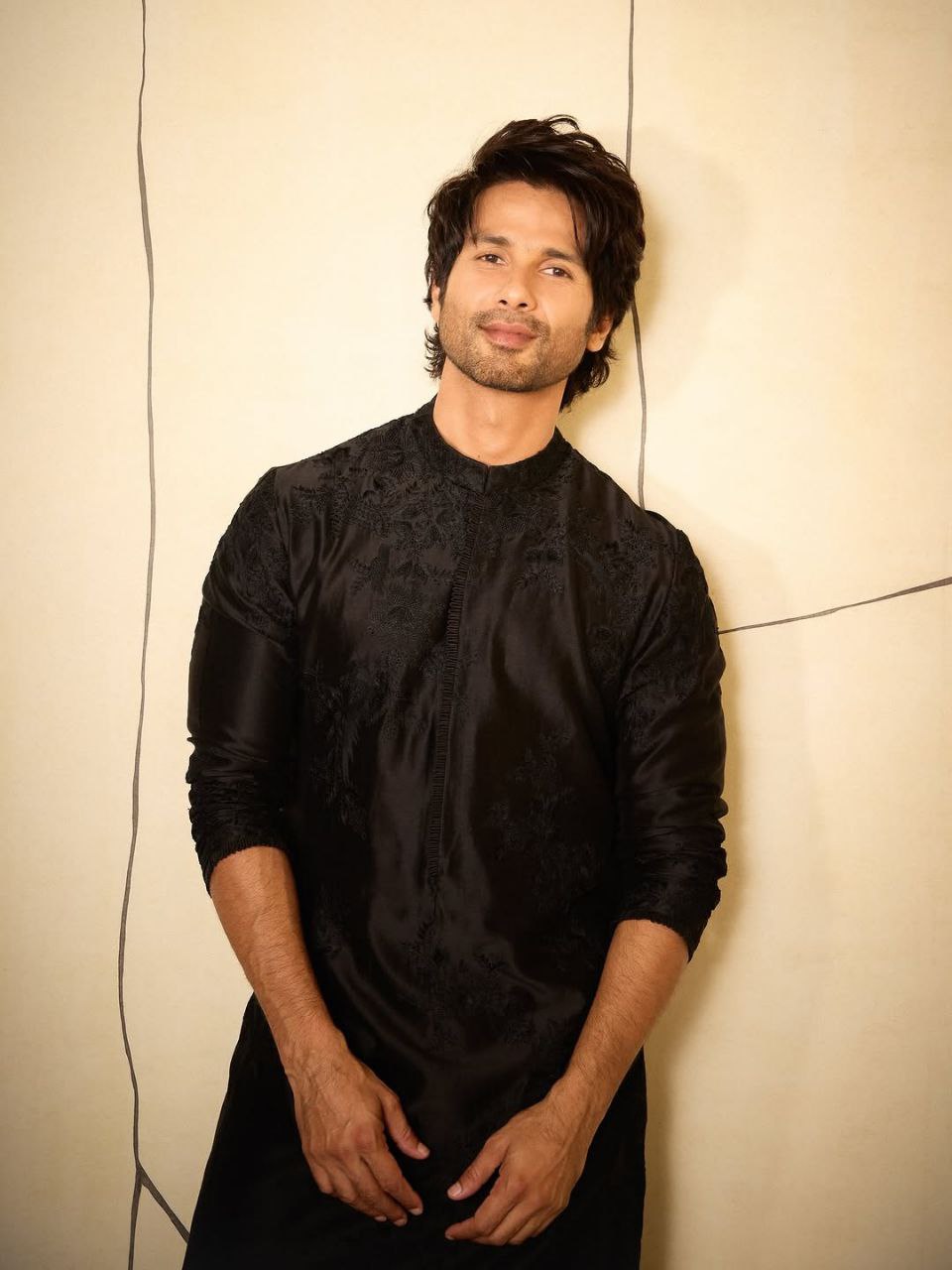 Black Slim-Fit Kurta Pajama Set