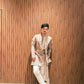 Riyaz Beige Embroidered Kurta Pyjama with Stole