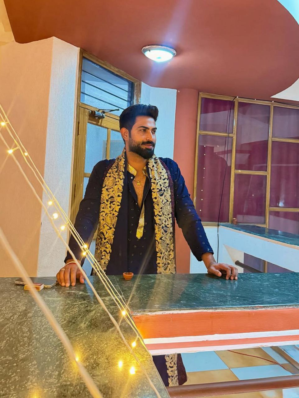 Gold Embroidered kurta set and Dupatt